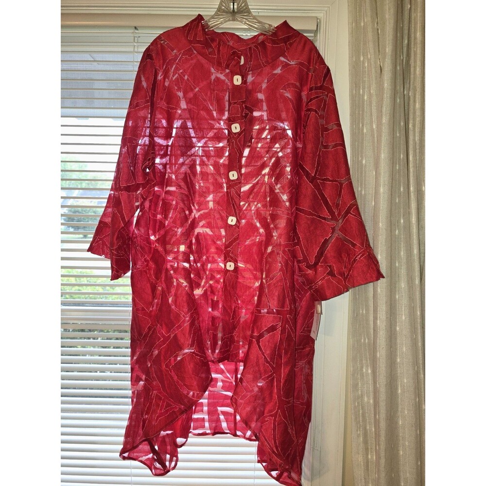 IC Collection Geometric Wearable Art Asymmetric Lagenlook Tunic Jacket XXL NWT